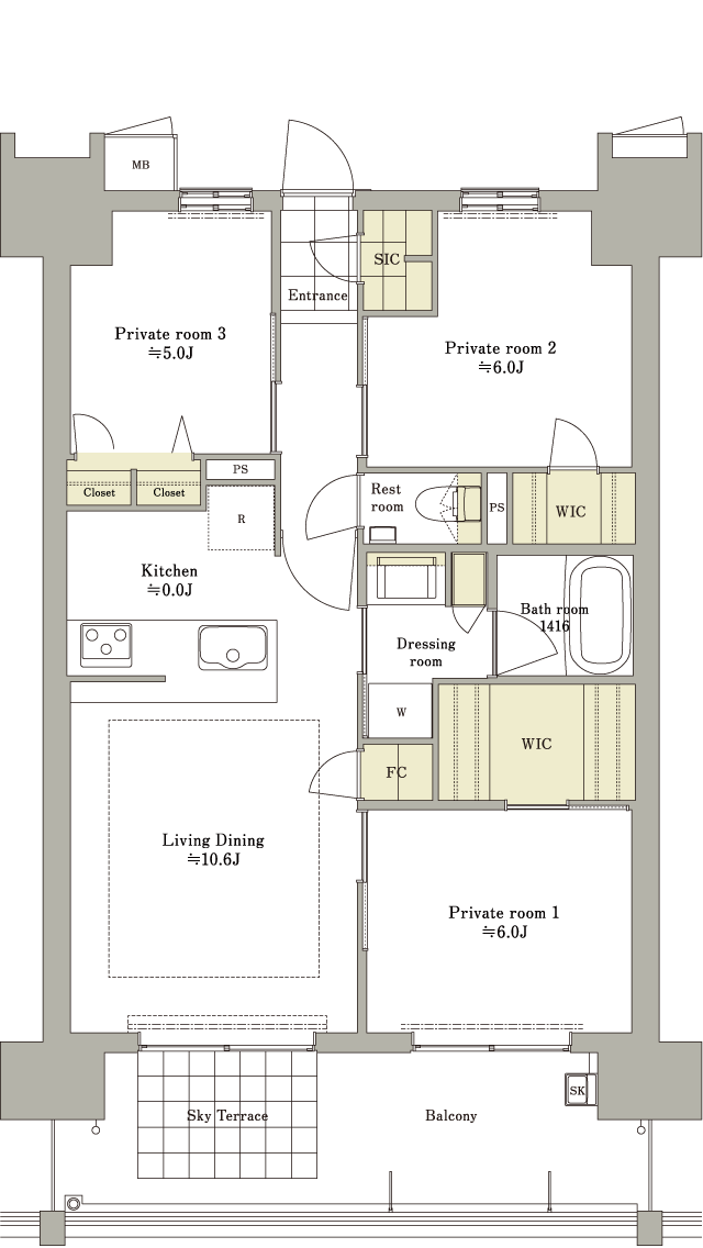 70BTYPE 3LDK＋2WIC＋FC＋SIC