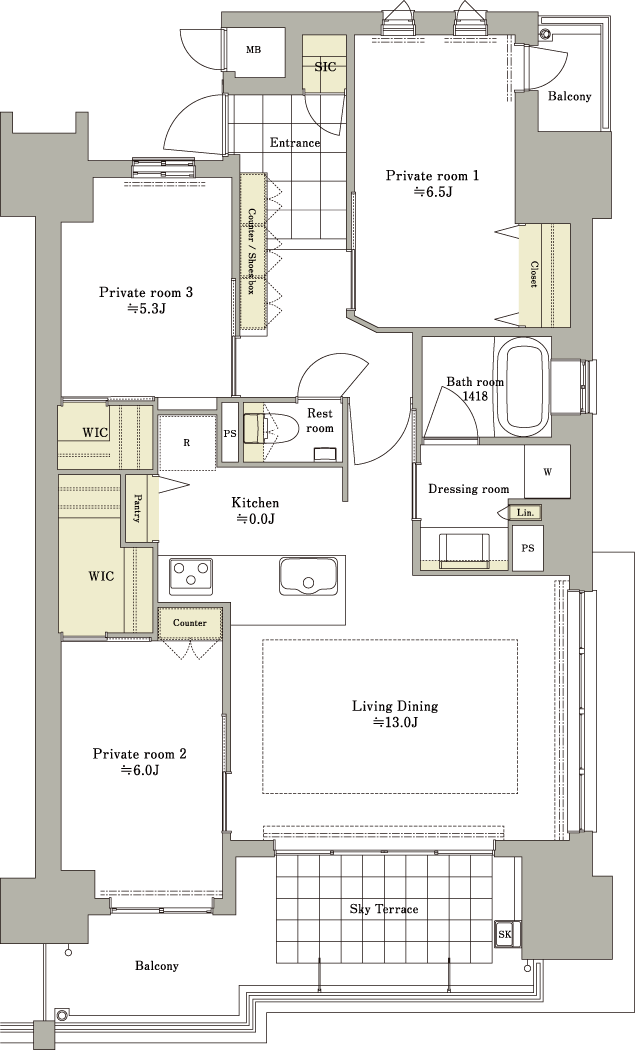 81DTYPE 3LDK＋2WIC＋P＋SIC