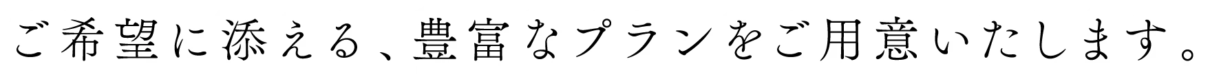 ご希望に添える、豊富なプランをご用意いたします。