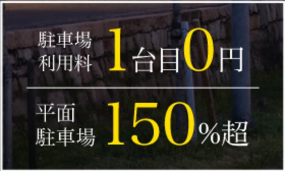 駐車場利用料 1台目0円、平面駐車場150%超