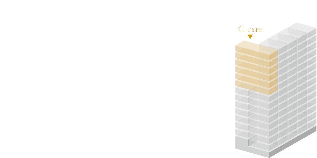 120-G TYPE 3LDK＋3WIC＋2FC＋P＋SIC □住居専有面積：120.36㎡（約36.41坪）□バルコニー面積：46.10㎡（約13.94坪）※スカイテラス面積を含む■合計面積：166.46㎡（約50.35坪）