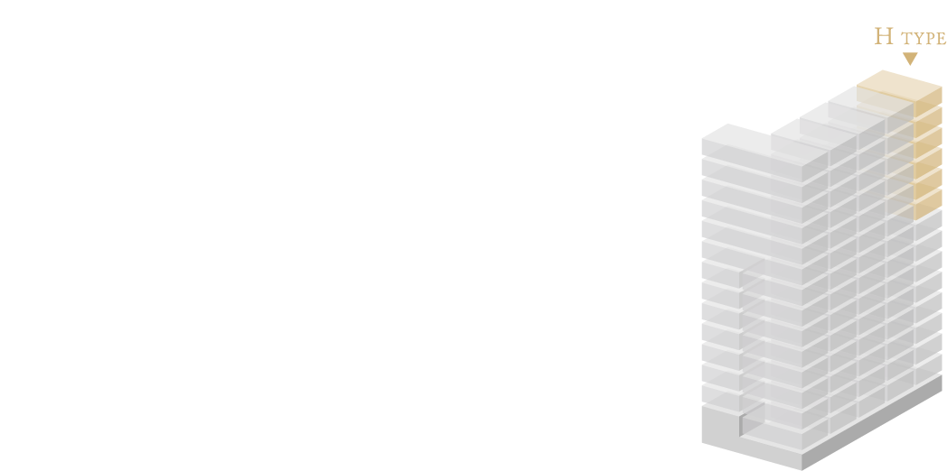 96-H TYPE 3LDK＋2WIC＋3FC＋P＋SIC □住居専有面積：96.45㎡（約29.17坪）□バルコニー面積：19.42㎡（約5.87坪）※スカイテラス面積を含む■合計面積：115.87㎡（約35.05坪）