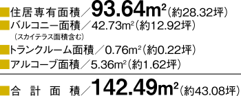 ■合計面積:142.49m2(約43.08坪)